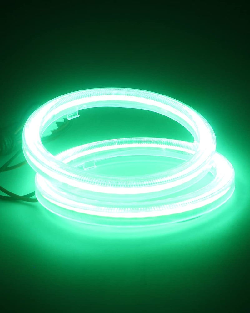 Qasim 80MM Green 63SMD Car Angel Eyes COB LED Halo Ring With Cover LED DRL Fog Light 12V 24V-1Pair - Image 4